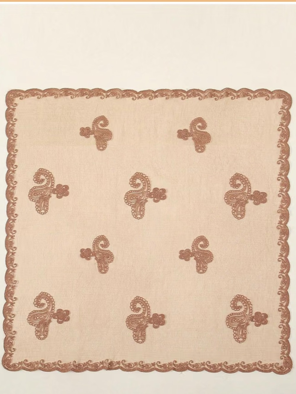 Brown Lace Embroidered Hair Scarf Headwrap - Picture 6 of 8